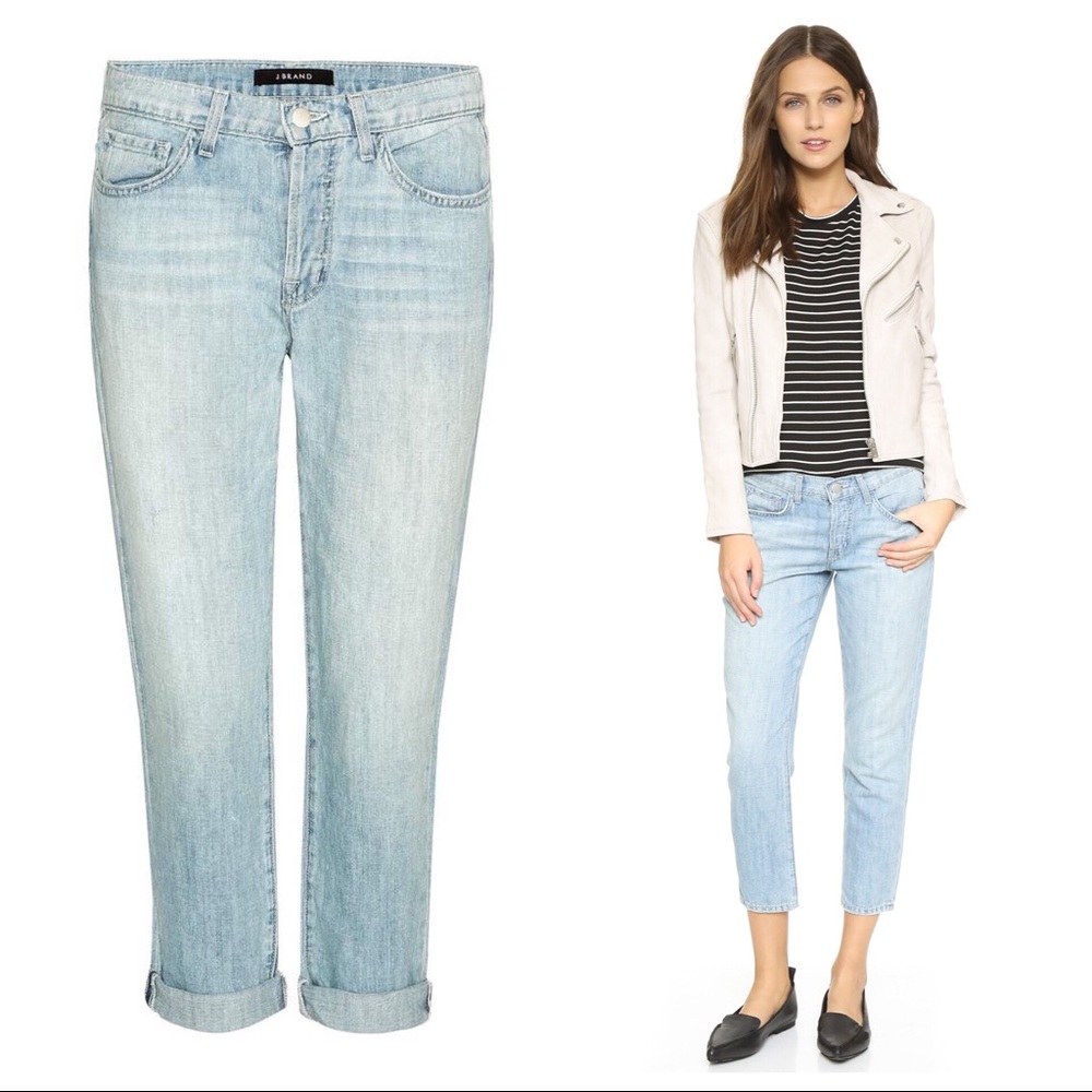J Brand Sadey Slim Straight Cropped Jeans Linen Bl